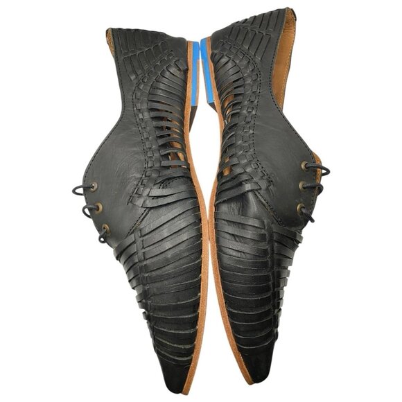 John Fluevog Womens Ella Size 10 Shoes Black Huarache Loafer Oxford Leather - Picture 6 of 9